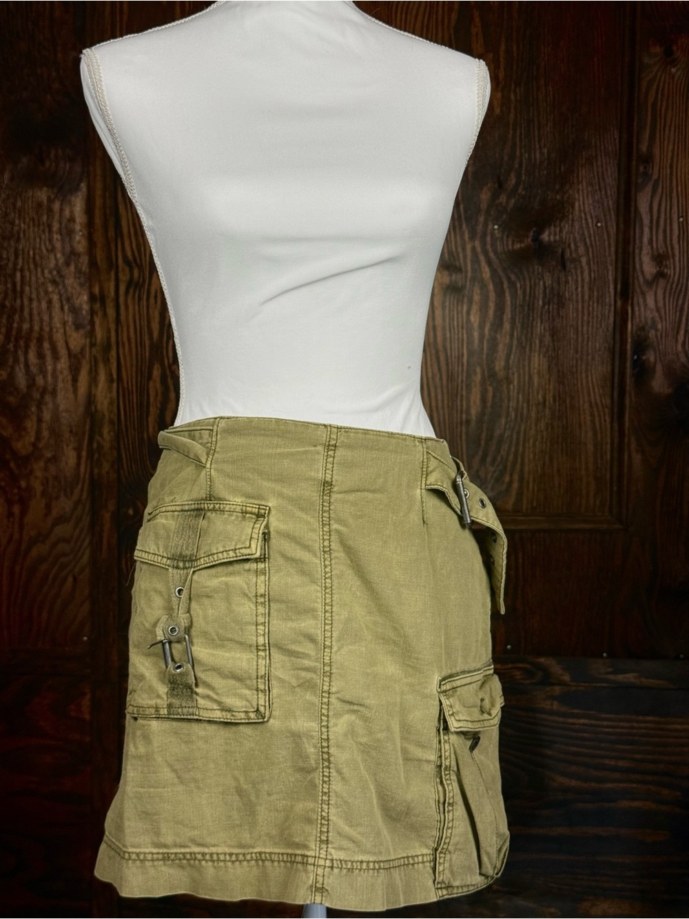 Free People Olive Green Cargo Mini Skirt